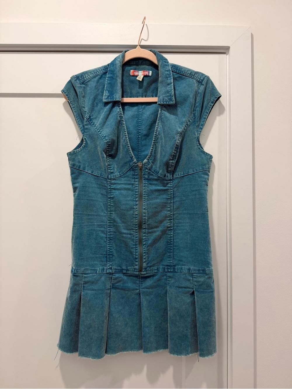 Urban Outfitters Teal Zip-Front Collared Denim Mini Dress